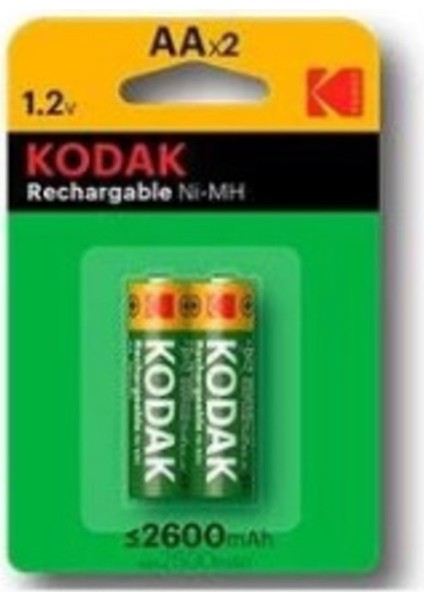 Şarjlı Ni-Mh Aa Pil 2600 Mah, 2'li Paket, Yüksek Performans