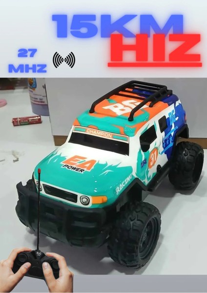 1:15 Ölçek 27 Mhz Işıklı 15 Km Hızlı Şarjlı Full Fonksiyon Uzaktan Kumandalı Off Road Araba