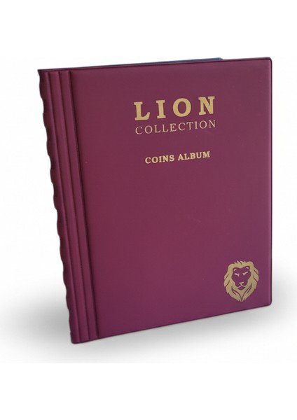 Lion Madeni Para Cep Albümü 10 Sayfa - 120 Cepli - Bordo modelleri