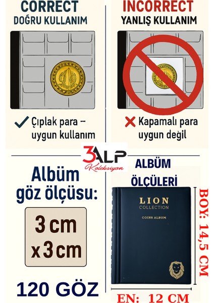 Lion Madeni Para Cep Albümü 10 Sayfa - 120 Cepli - Bordo indirimleri