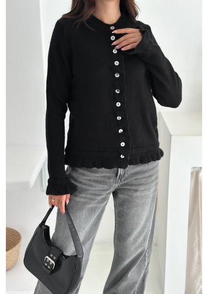 Kadın Kalın Tiftik Hırka – Fırfır Kollu & Yumuşak Dokulu indirimleri