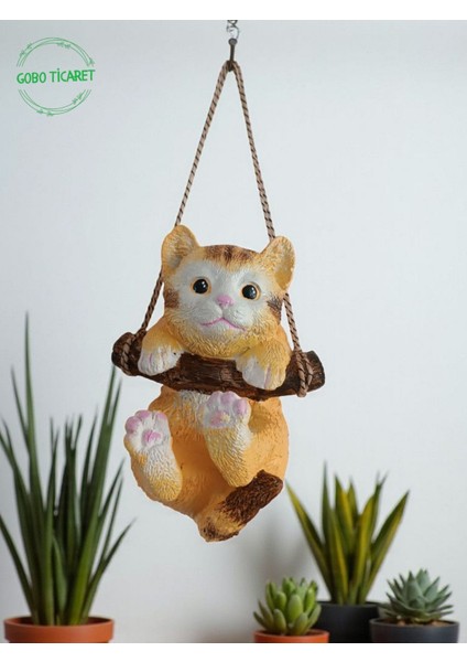 Dekoratif Sallanan Kedi Figürü–asma Aparatlı Duvar, Balkon ve Bahçe Süsü (16X14 Cm–3 Renk Seçenekli) fiyatları