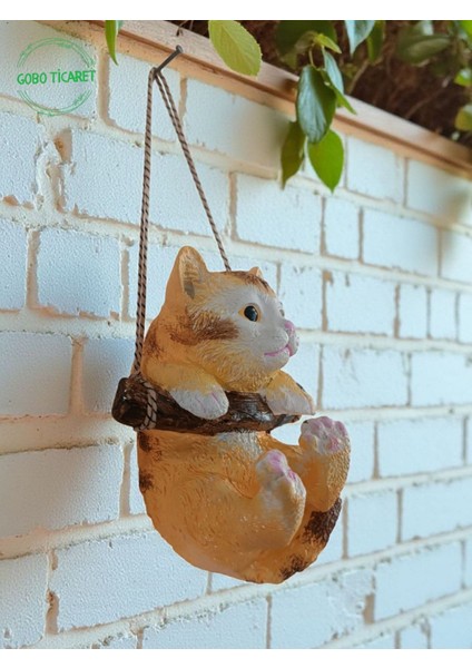 Dekoratif Sallanan Kedi Figürü–asma Aparatlı Duvar, Balkon ve Bahçe Süsü (16X14 Cm–3 Renk Seçenekli) modelleri