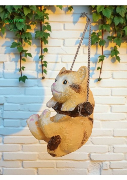 Dekoratif Sallanan Kedi Figürü–asma Aparatlı Duvar, Balkon ve Bahçe Süsü (16X14 Cm–3 Renk Seçenekli) fırsatları