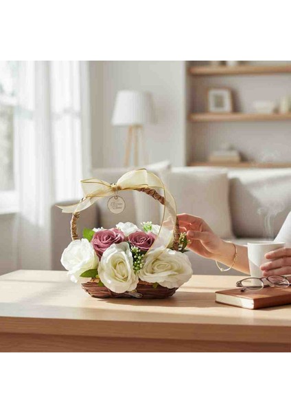 Gerçek Hasırdan Yapılmış Dikdörtgen Mini Gül Sepeti modelleri