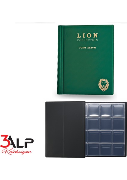 Lion Madeni Para Cep Albümü 10 Sayfa - 120 Cepli - Yeşil fiyatları