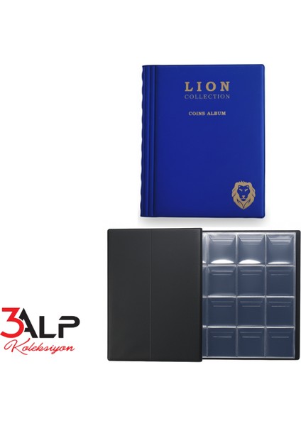Lion Madeni Para Cep Albümü 10 Sayfa - 120 Cepli - Mavi fiyatları