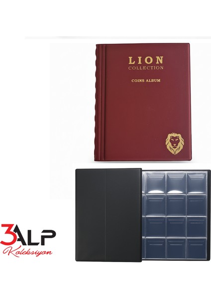 Lion Madeni Para Cep Albümü 10 Sayfa - 120 Cepli - Bordo fiyatları