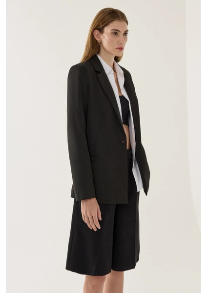 Kadın Astar Detaylı Blazer Siyah