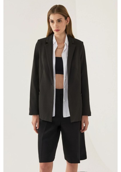 Kadın Astar Detaylı Blazer Siyah