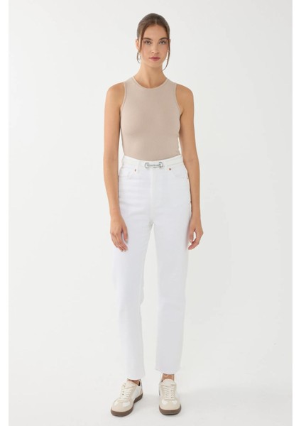 Kadın Basic Crop Top Natural