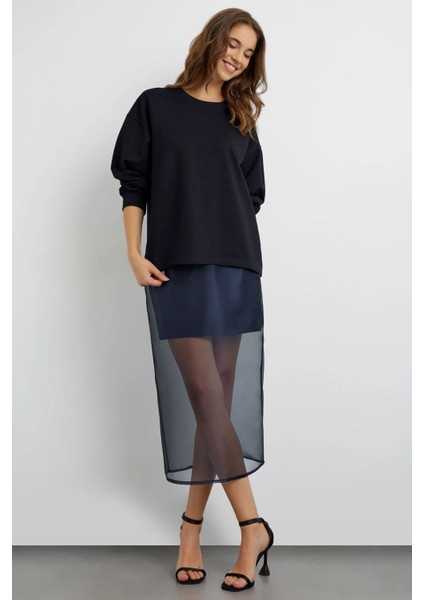 Kadın Lacivert Sweatshirt Blue