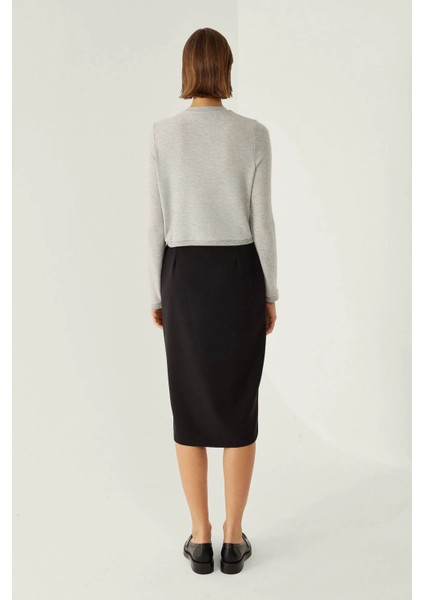 Kadın Yarık Maxi Etek Black