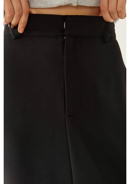 Kadın Yarık Maxi Etek Black