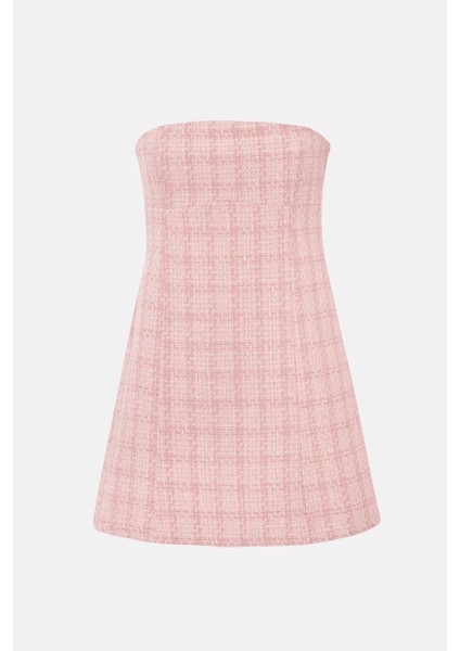 Kadın Tüvit Süper Mini Elbise Neon Pembe