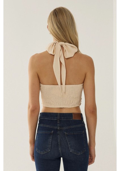 Kadın Kısa Choker Yaka Üst Natural