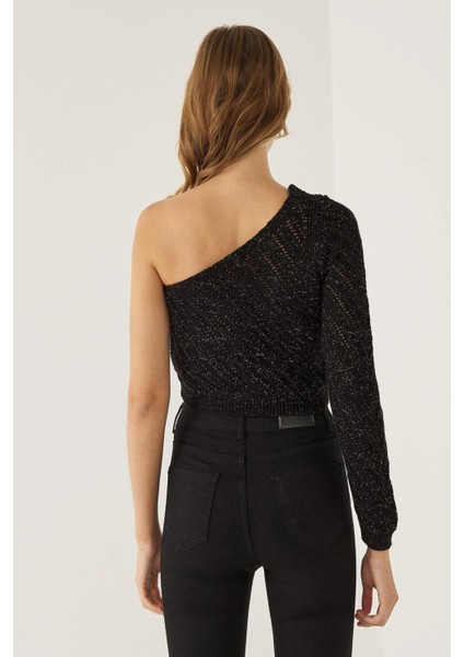 Kadın Tek Kollu Triko Üst Black