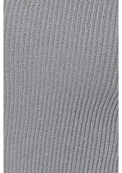 Kadın Kare Yaka Örme Üst Grey