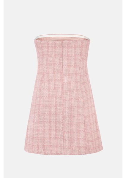 Kadın Tüvit Süper Mini Elbise Neon Pembe