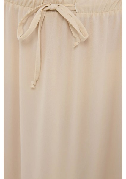 Kadın Bağcıklı Uzun Etek Natural