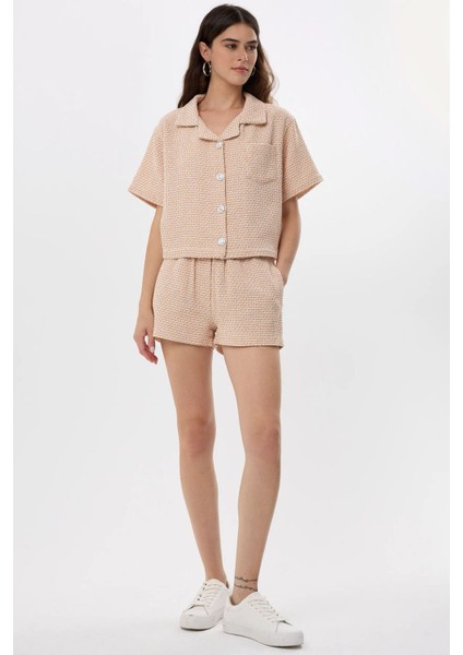 Kadın Tweed Şort Kehribar Sarısı