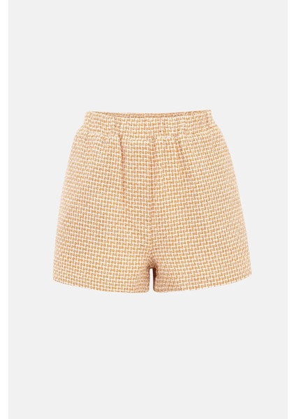 Kadın Tweed Şort Kehribar Sarısı