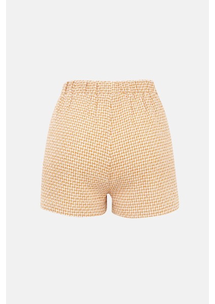 Kadın Tweed Şort Kehribar Sarısı