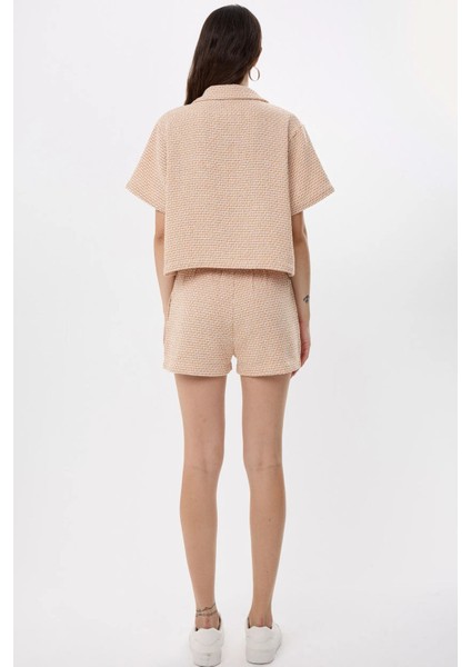 Kadın Tweed Şort Kehribar Sarısı