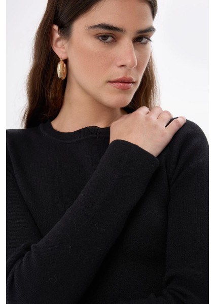 Kadın Temel Örme Üst Black