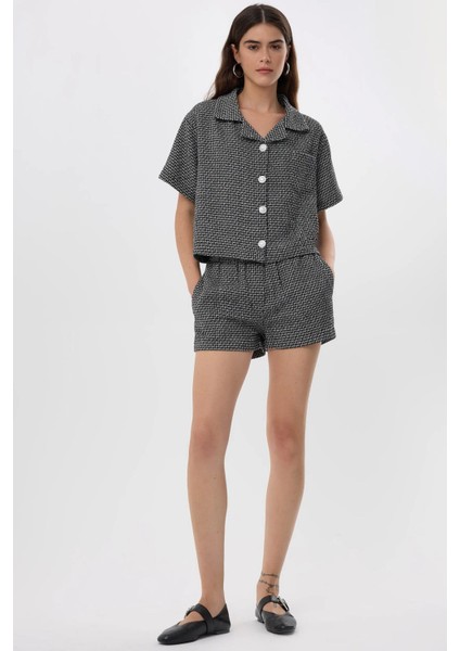 Kadın Tweed Şort Black