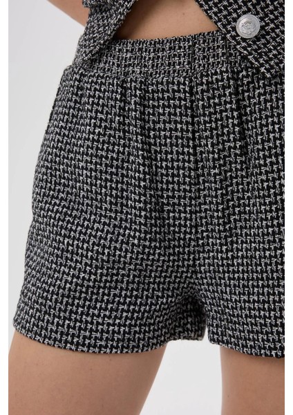 Kadın Tweed Şort Black