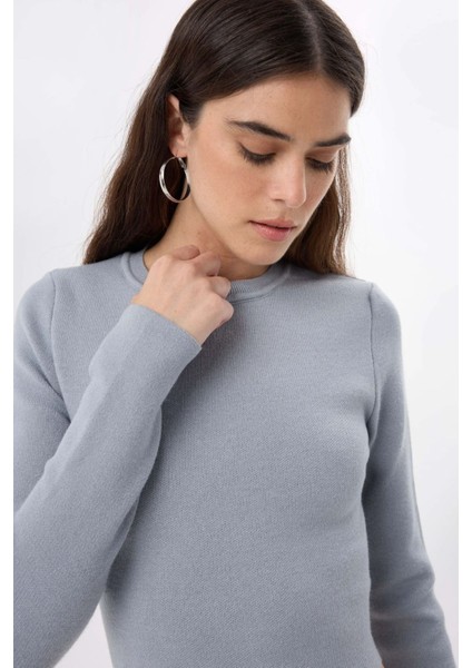 Kadın Temel Örme Üst Grey