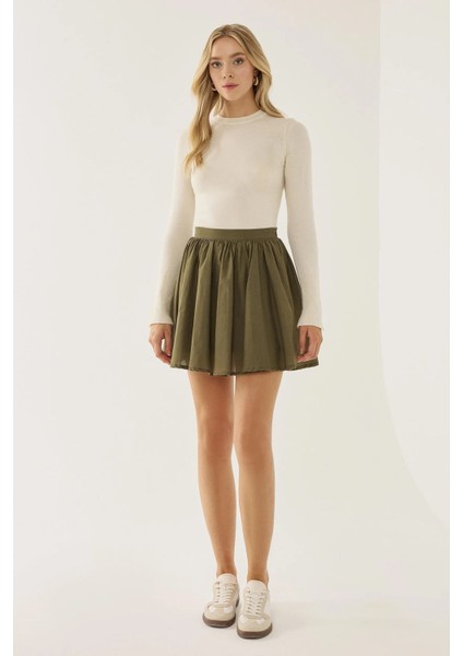 Kadın Volanlı Mini Etek Green