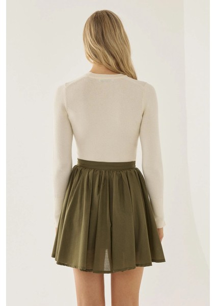 Kadın Volanlı Mini Etek Green