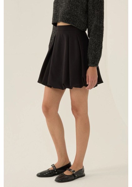 Kadın Mini Balon Etek Siyah