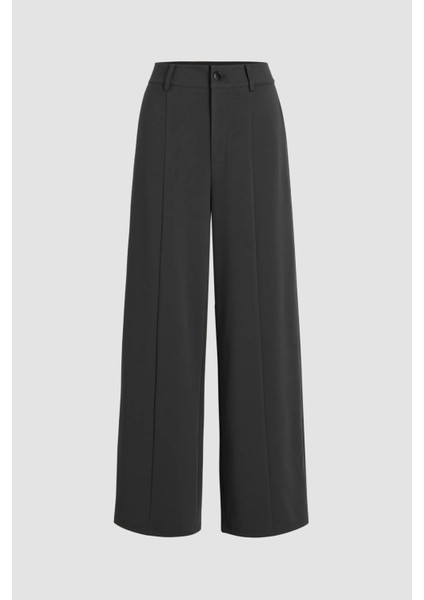 Kadın Yüksek Bel Düz Paça Pantolon Black