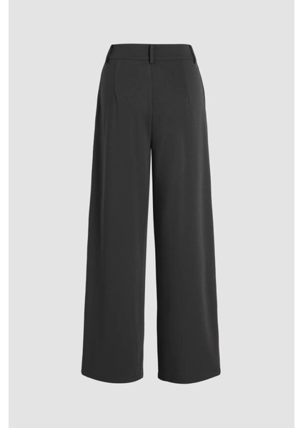 Kadın Yüksek Bel Düz Paça Pantolon Black