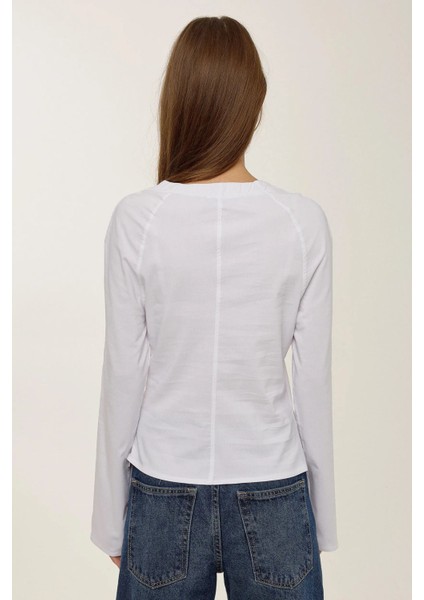 Kadın Lainey Bağcıklı Beyaz Gömlek Tozlu Beyaz