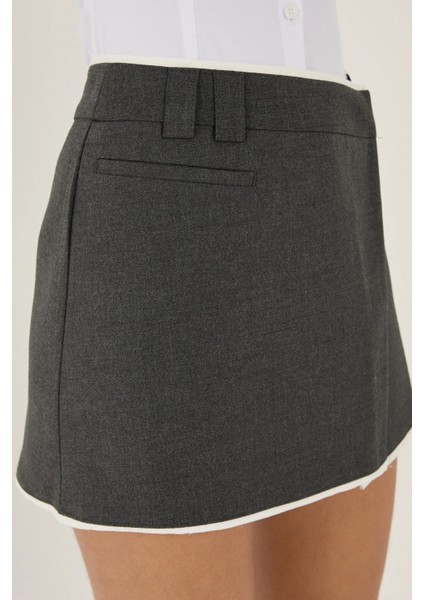 Kadın Asimetrik Mini Skort Black