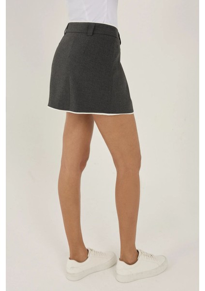 Kadın Asimetrik Mini Skort Black