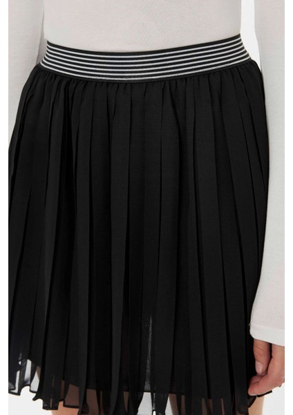 Kadın Pileli Mini Etek Black