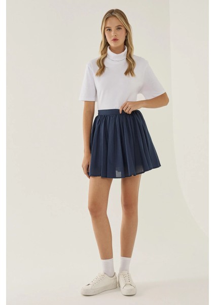 Kadın Volanlı Mini Etek Lacivert