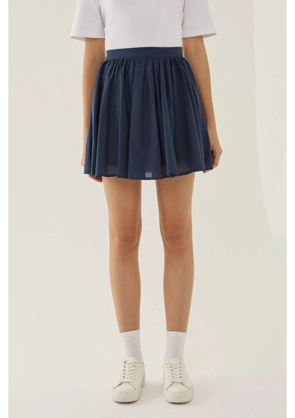 Kadın Volanlı Mini Etek Lacivert