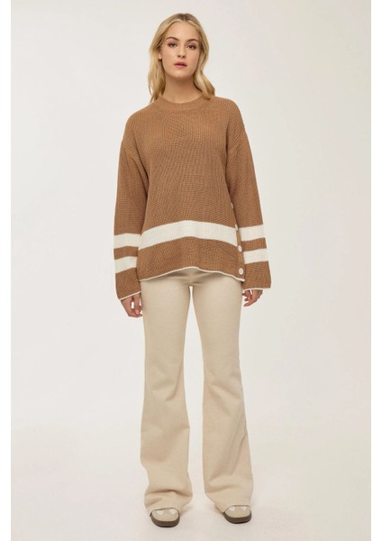 Kadın Rahat Fit Triko Kazak Brown