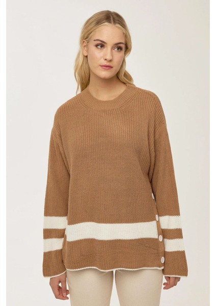Kadın Rahat Fit Triko Kazak Brown