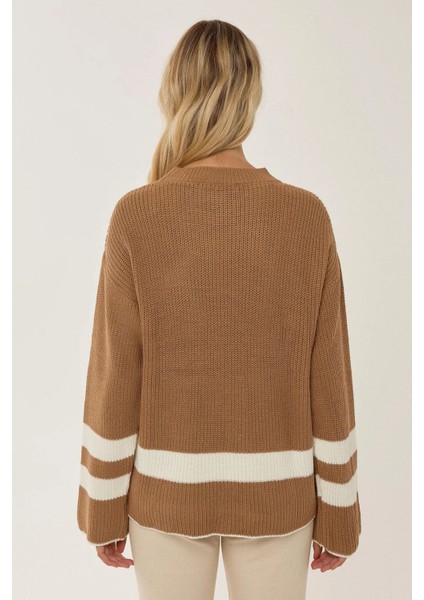 Kadın Rahat Fit Triko Kazak Brown
