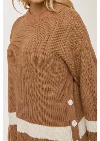 Kadın Rahat Fit Triko Kazak Brown