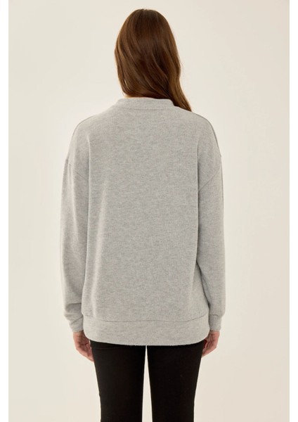 Kadın Rahat Kesim Basic Kazak Grey