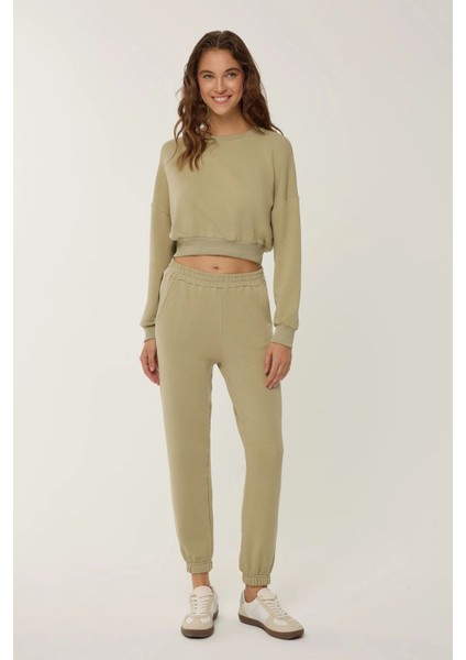 Kadın Kısa Sweatshirt Green