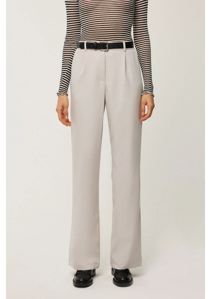 Kadın Düz Paça Pantolon Natural